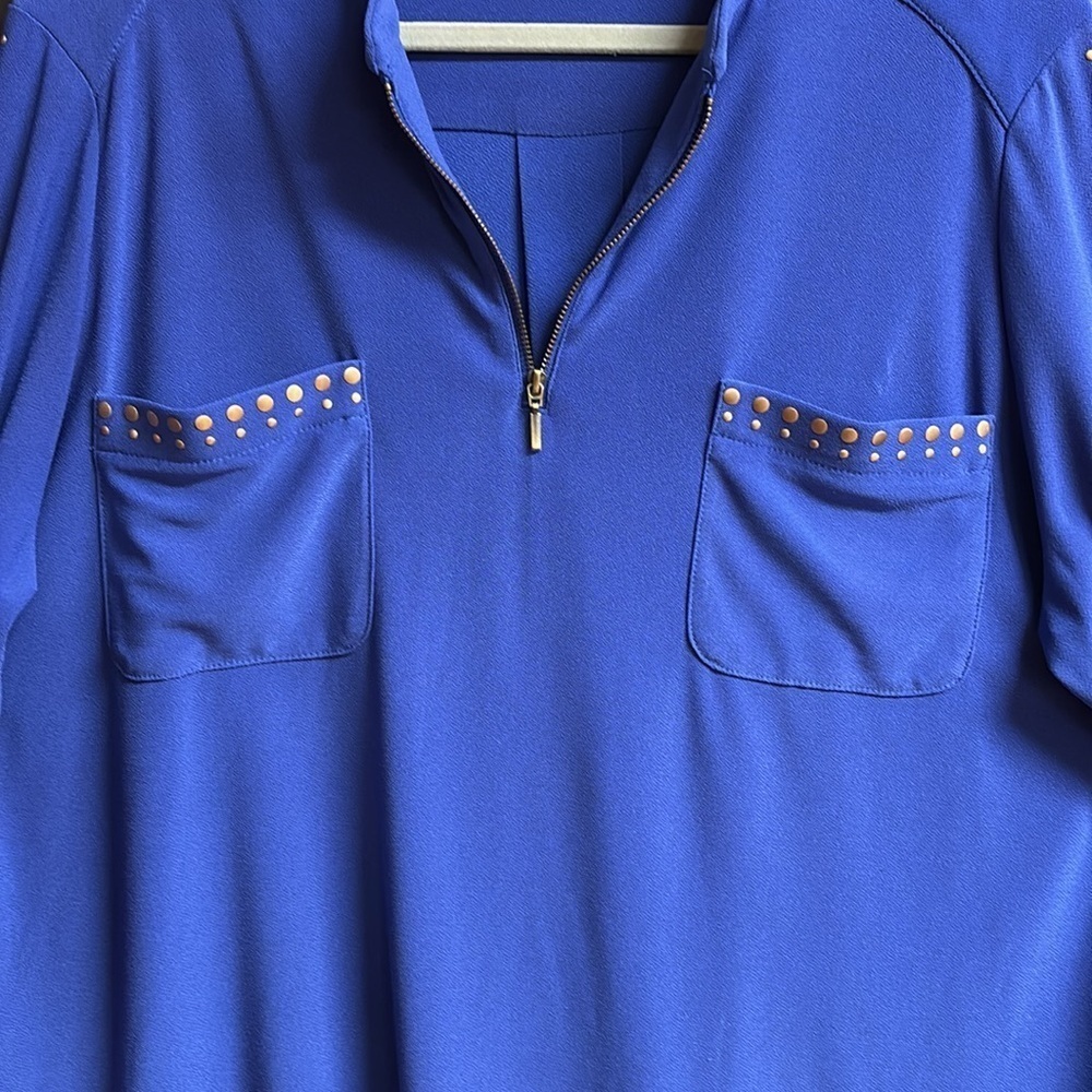 Susan Graver Tunic/Zip Front Ladies Royal Blue Shirt Size XL - Picture 4 of 11